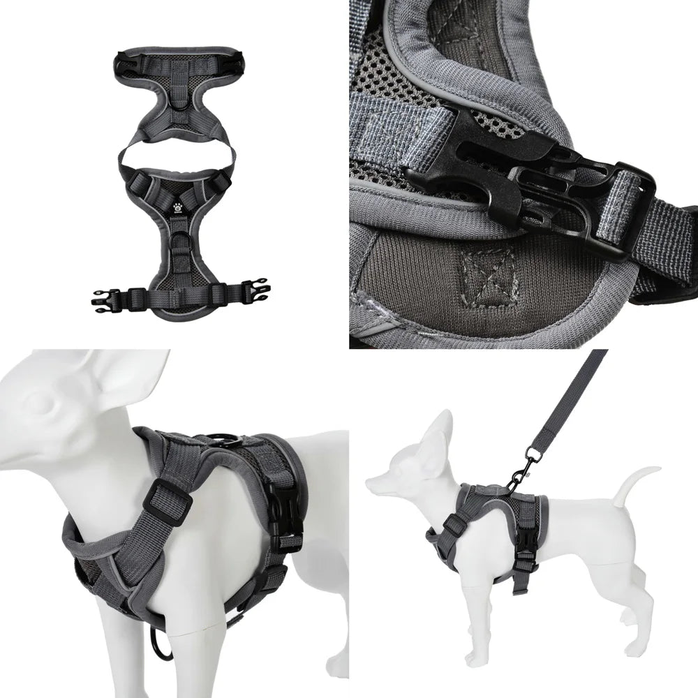 Reflective Adjustable Dog & Cat Harness Leash Set – Breathable Nylon Vest for Hiking & Walking