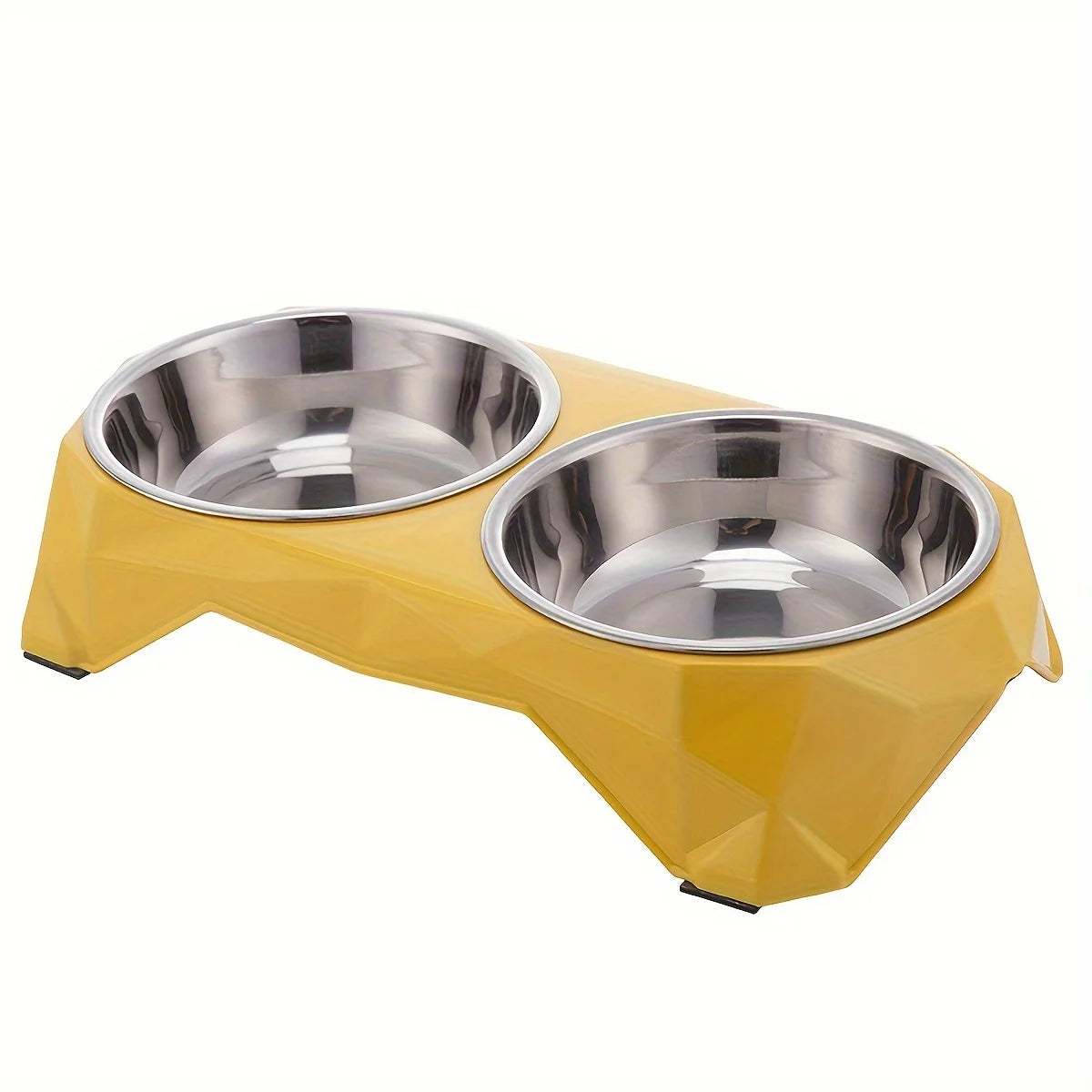 Non-Slip Double Pet Bowl – Large Capacity Diamond Pattern Food & Water Feeder
