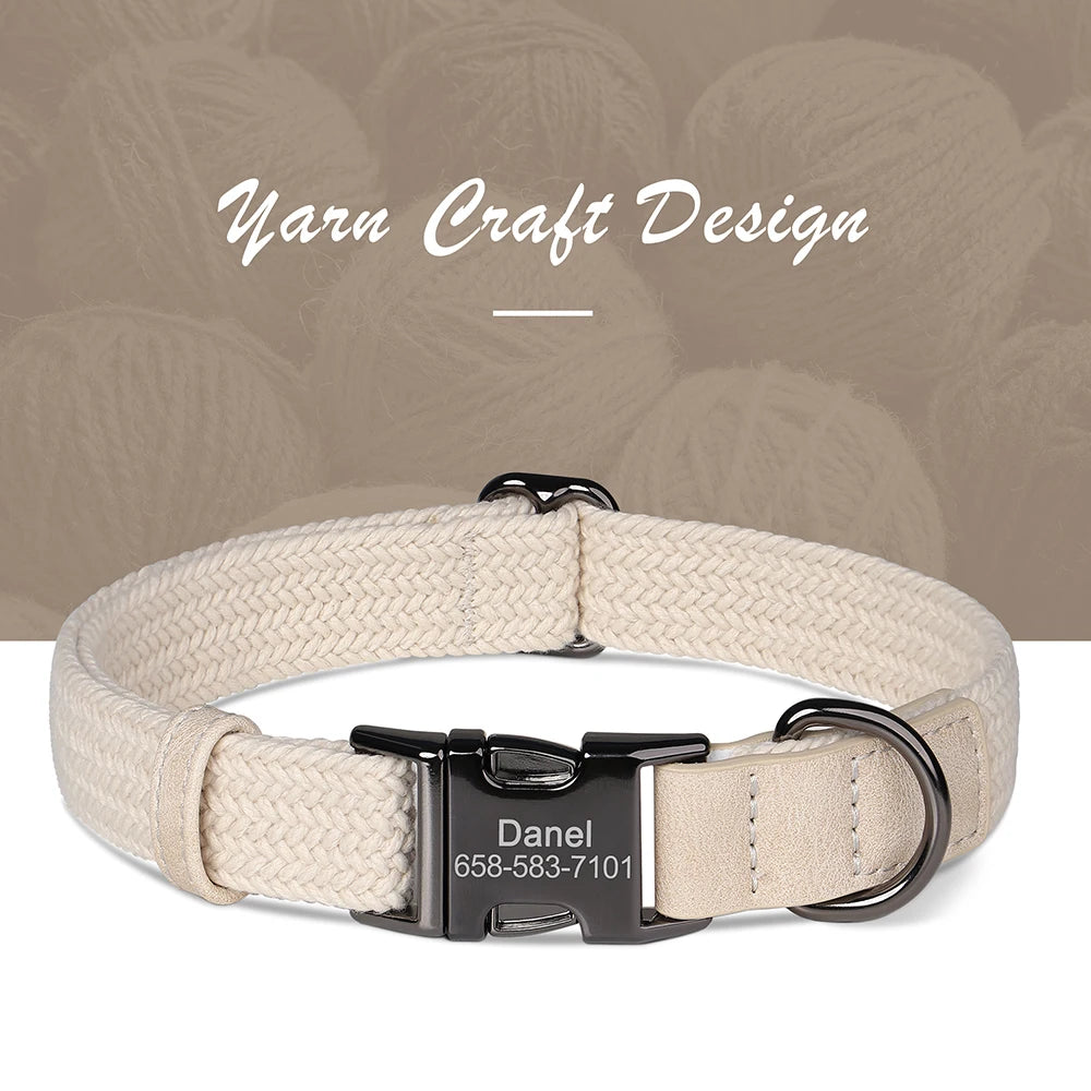 Custom Engraved Nylon Dog Collar with Name Buckle – Adjustable for Small to Large Dogs