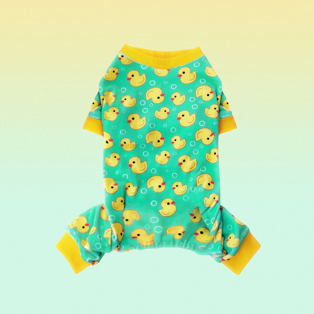 Yellow Duck Print Dog Pajamas