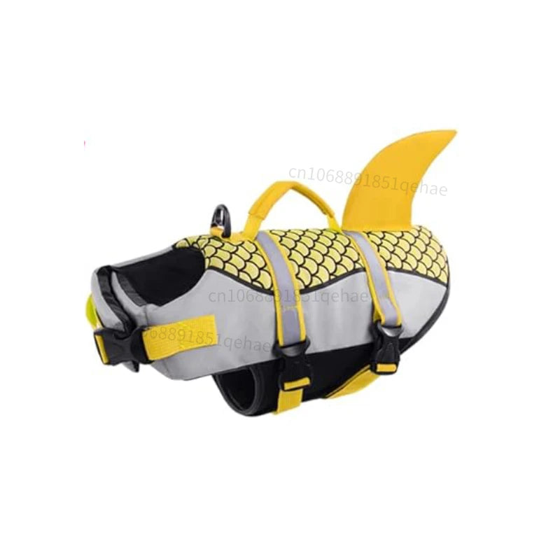 Dog Shark Life Jacket – Ripstop Floating Vest with Rescue Handle for Swimming & Boating