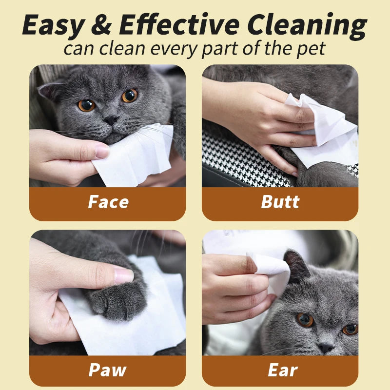 Multi-Purpose Pet Wipes – Plant-Based Deodorizing Wipes for Paws, Ears & Body (Dogs & Cats)