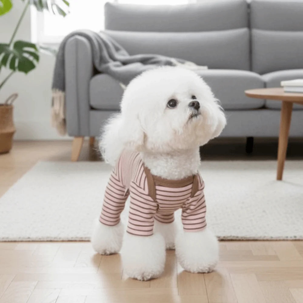 Soft Stripe Four-Legged Dog Pajamas