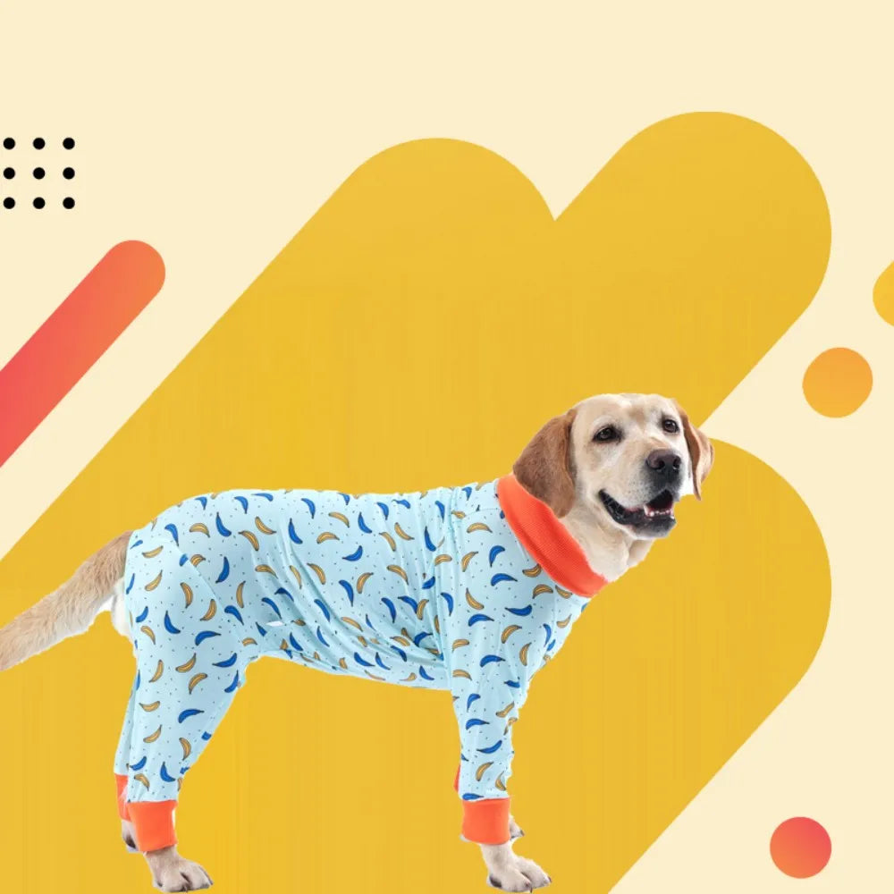 Banana Print Cotton Dog Pajamas for Medium & Large Dogs