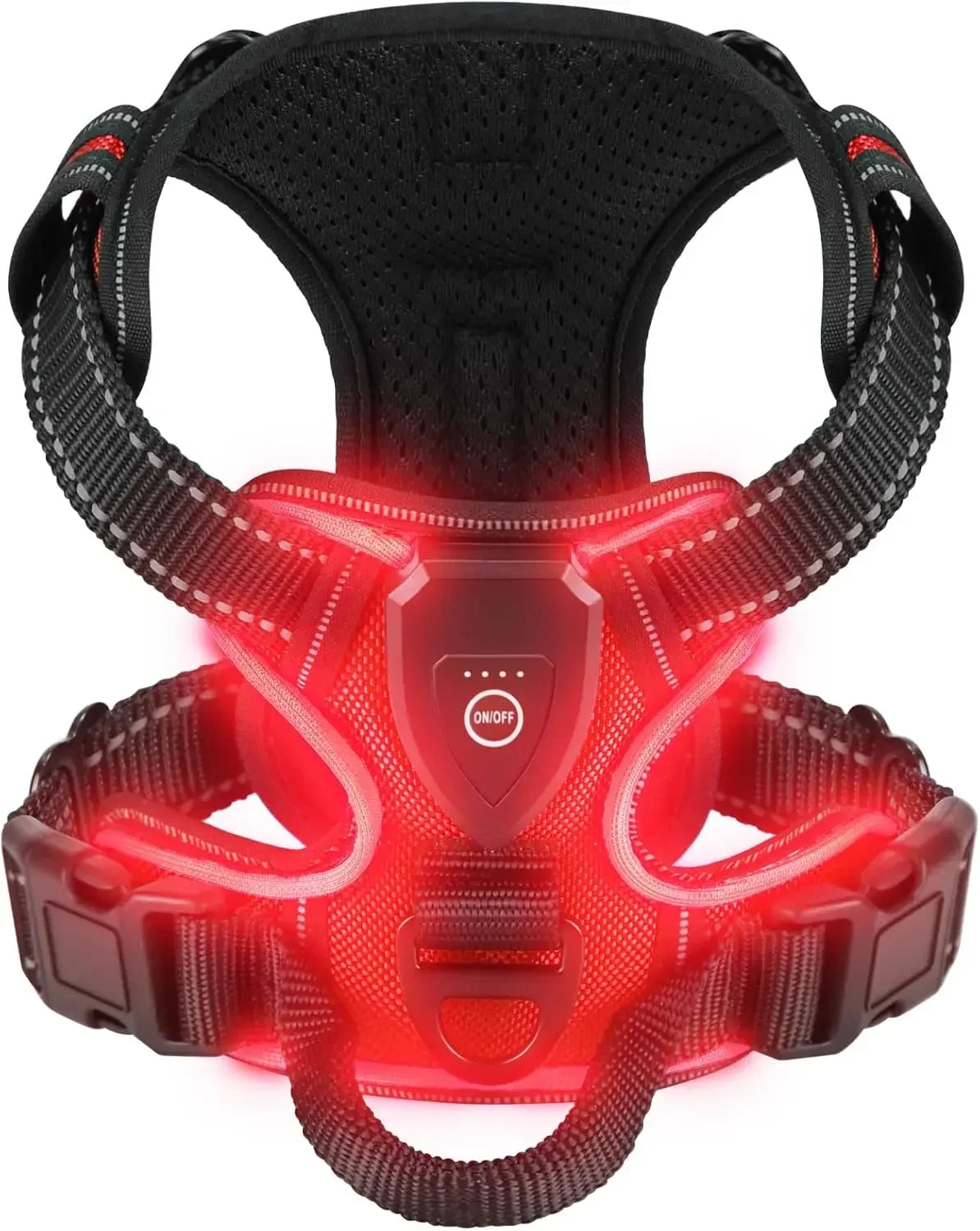 LED Light-Up Dog Harness Vest – USB Rechargeable, No-Pull, 3 Light Modes for Night Walking