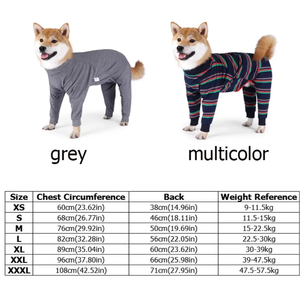 Striped Stretch Four-Legged Dog Pajamas