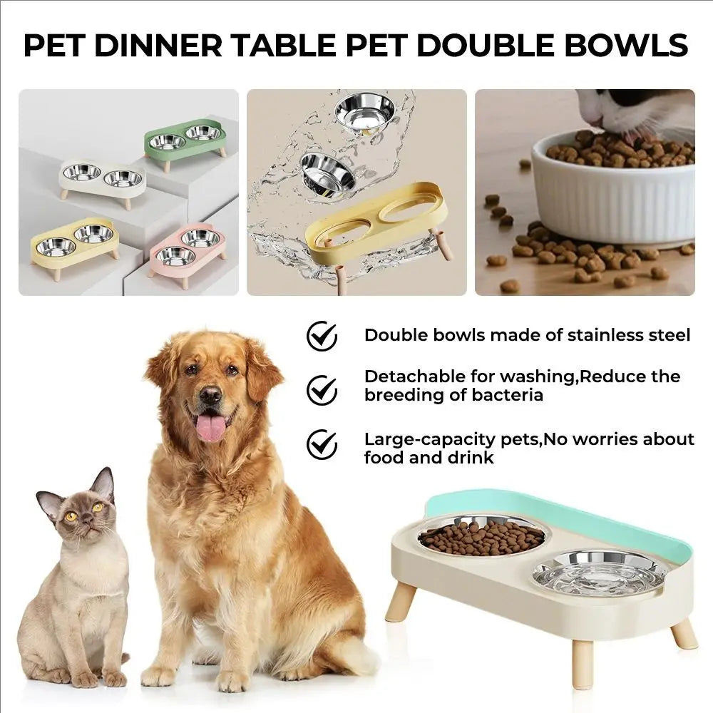 Elevated Double Pet Feeder with Neck Support – Stainless Steel Food & Water Station