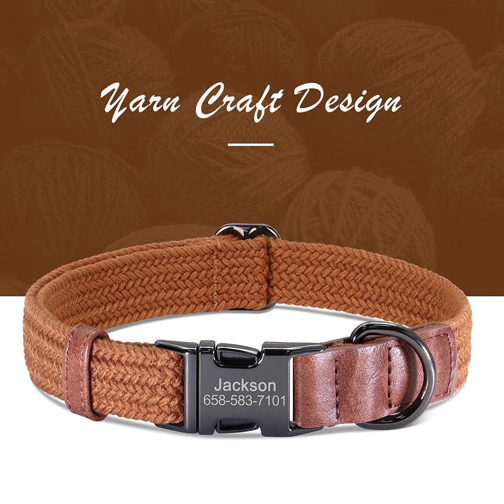 Custom Engraved Nylon Dog Collar with Name Buckle – Adjustable for Small to Large Dogs