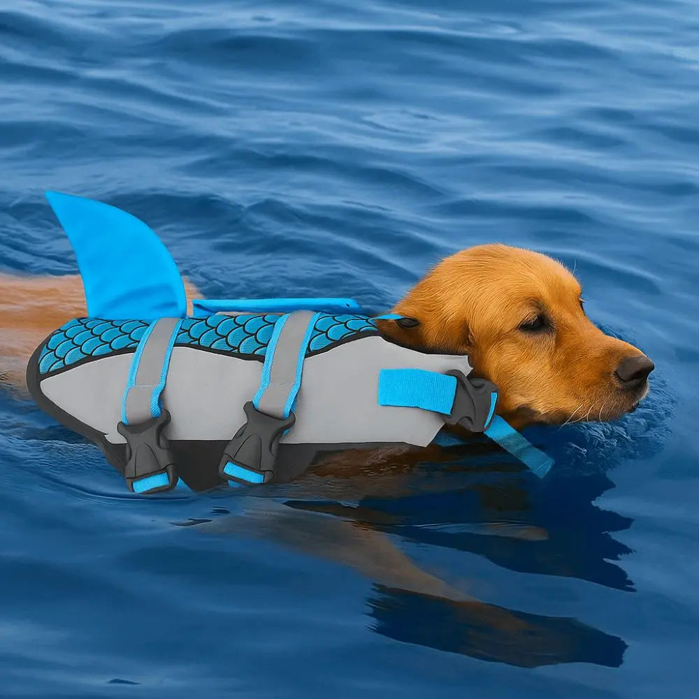 Shark Dog Life Jacket – Reflective High-Buoyancy Safety Vest with Rescue Handle