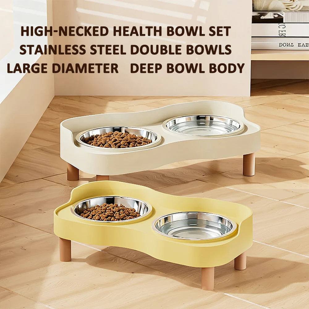 Elevated Double Pet Feeder Bowl – Stainless Steel Food & Water Station for Dogs & Cats
