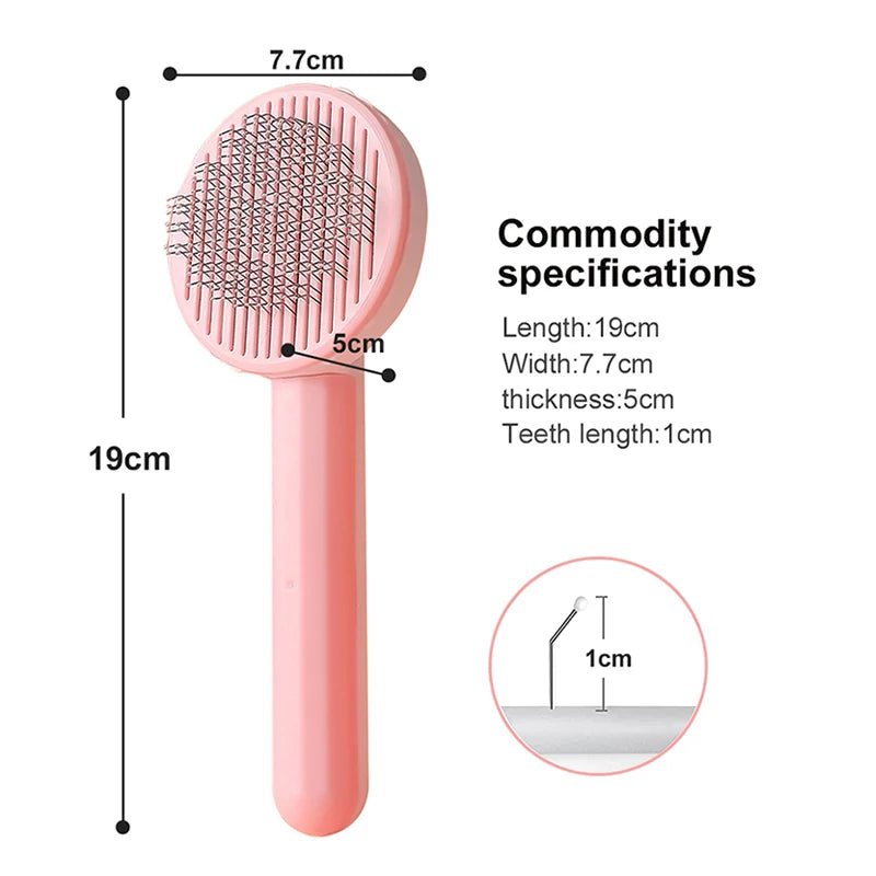 One-Click Self-Cleaning Pet Hair Removal Brush for Cats & Dogs