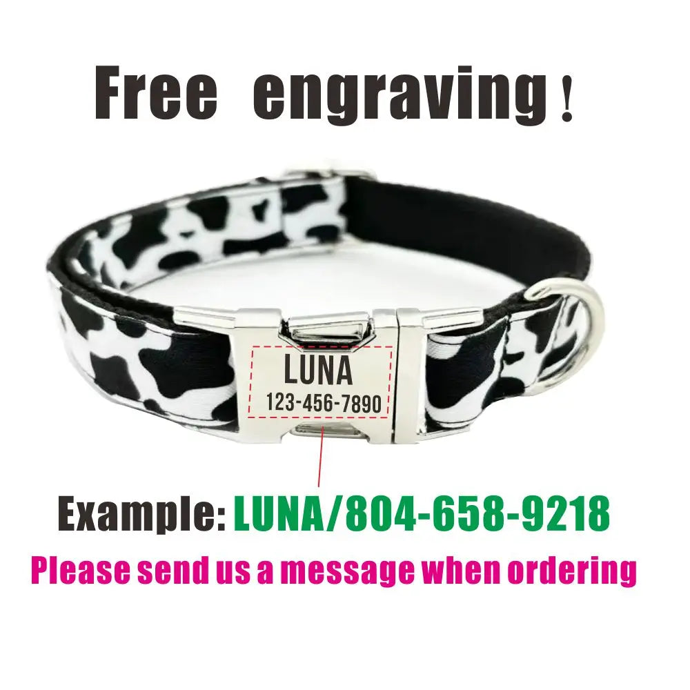 Free Engraving Personalized Dog Collar & Matching Leash – Custom ID Name Tag