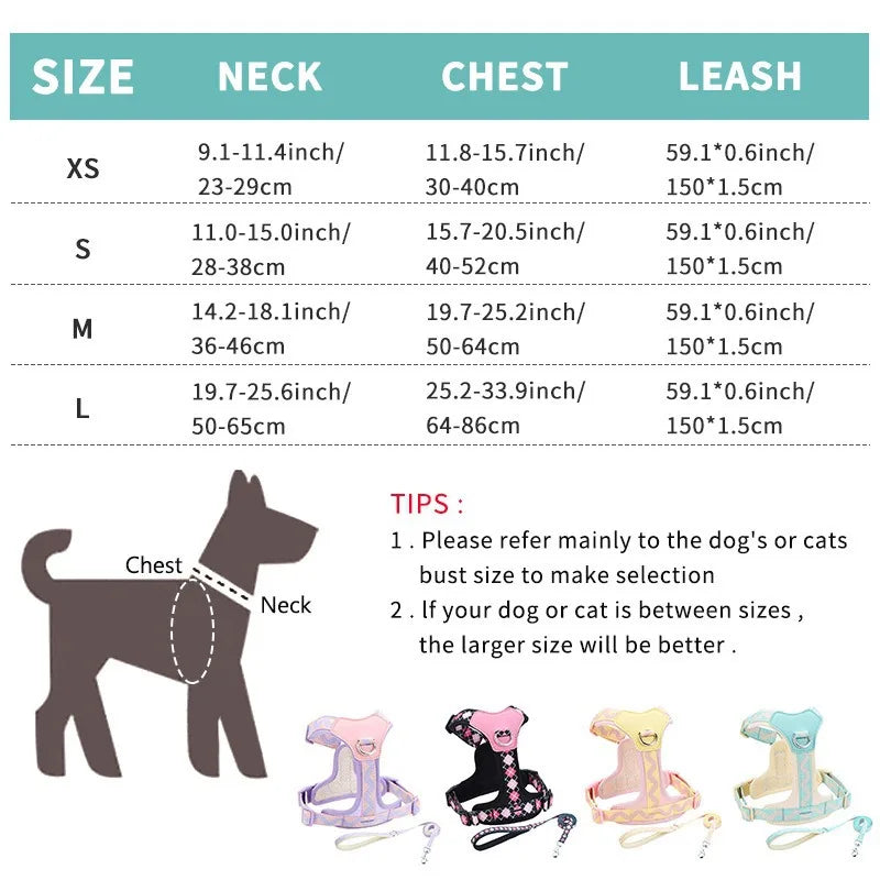 Anti-Breakaway Reflective Dog Vest Harness – No-Pull Adjustable Chest Harness with Optional Leash Set