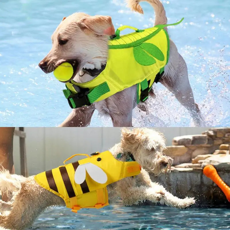Fashionable Dog Life Vest with Rescue Handle – Bee & Dragonfly Design for Small Dogs