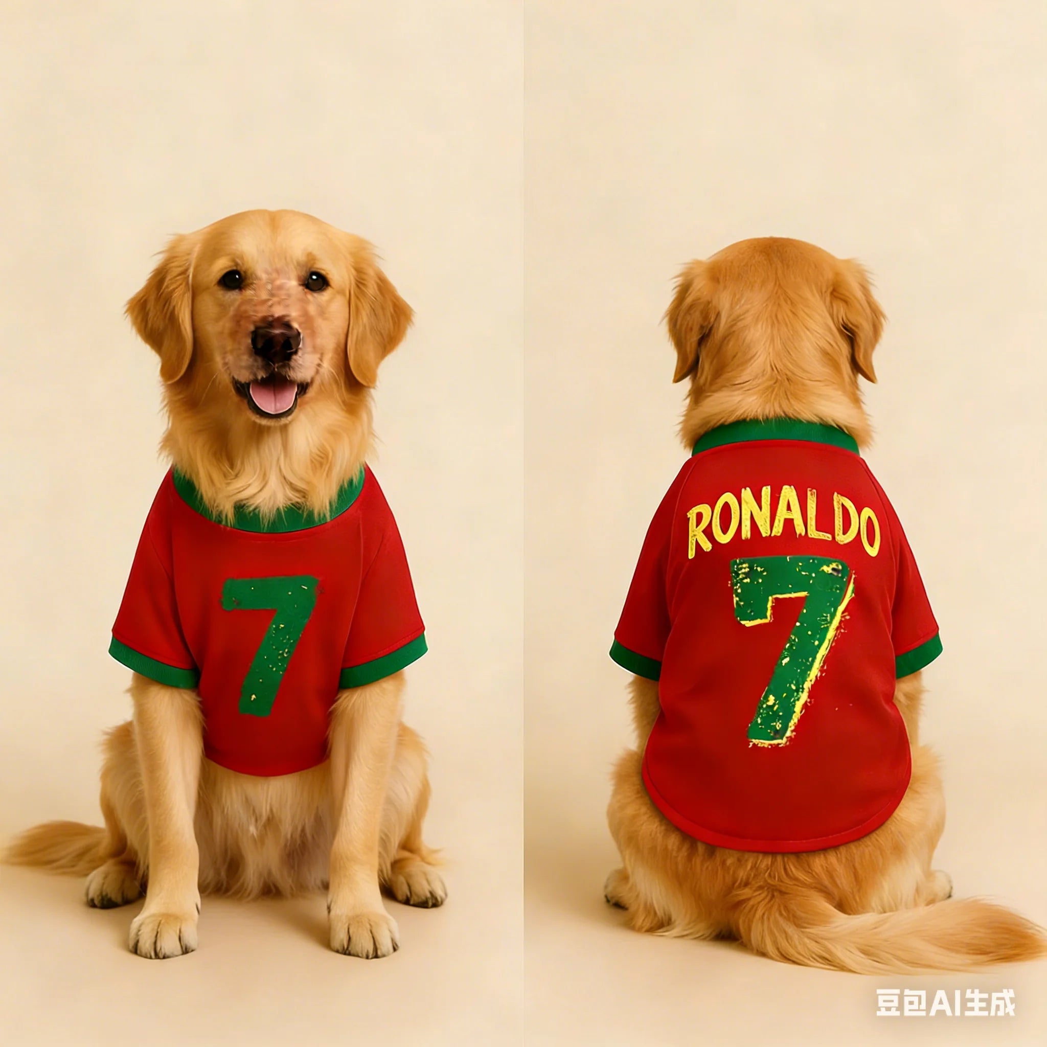 Ronaldo #7 Football Jersey Dog T-Shirt – Soft Breathable Sports Fan Costume for Dogs