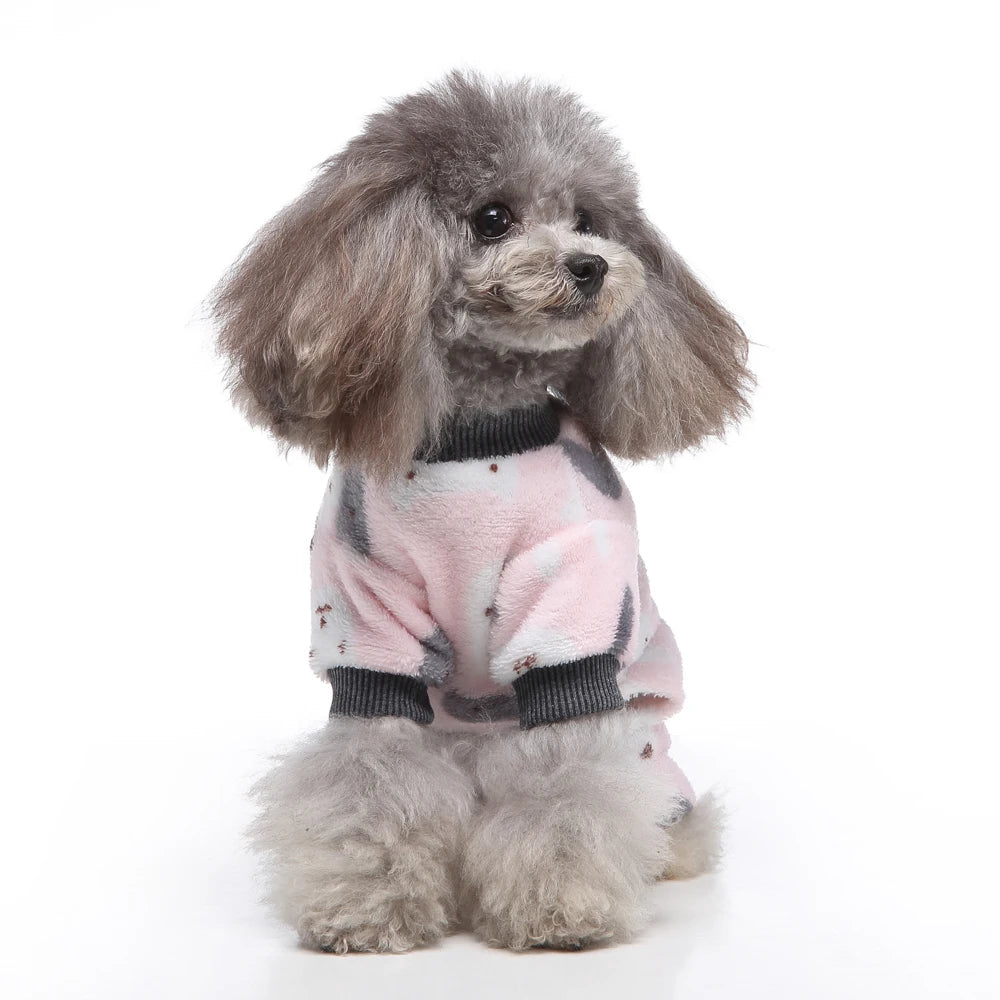 Cozy Printed Winter Dog Pajamas for Small Dogs