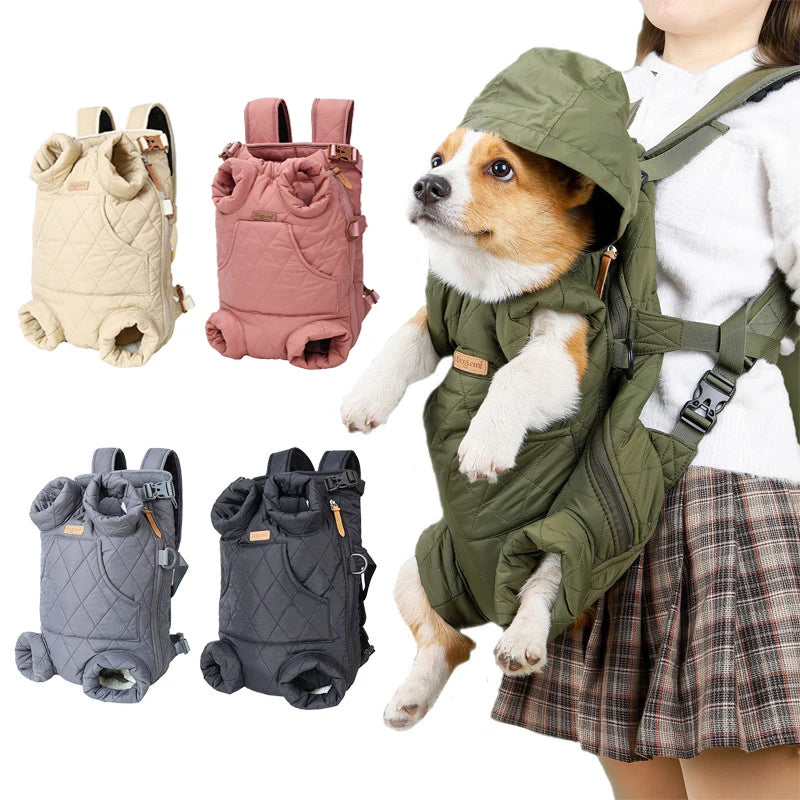 Winter Pet Backpack Carrier – Warm Fleece-Lined Hands-Free Travel Bag for Small Dogs & Cats