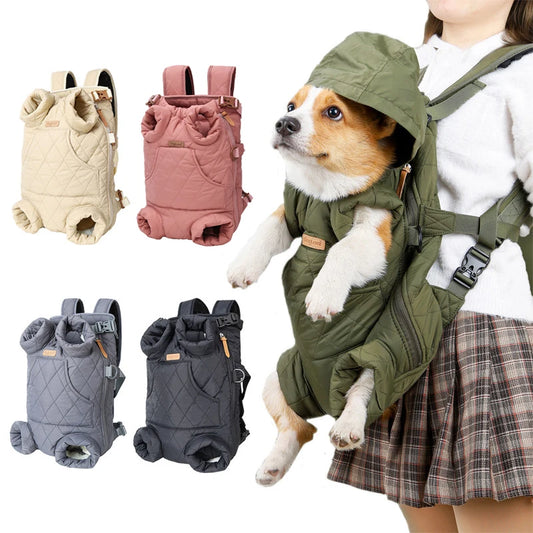 Winter Pet Backpack Carrier – Warm Fleece-Lined Hands-Free Travel Bag for Small Dogs & Cats