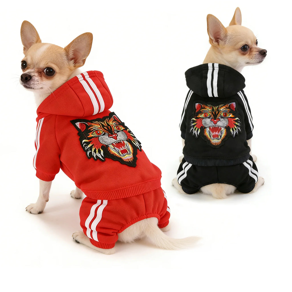 Tiger Graphic Hooded Cotton Dog Jumpsuit