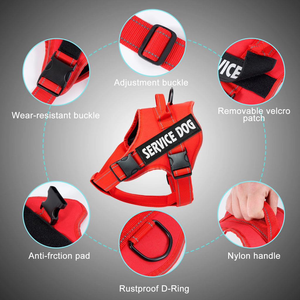 Service Dog Vest Harness with Handle – Adjustable Reflective Outdoor Harness for Dogs