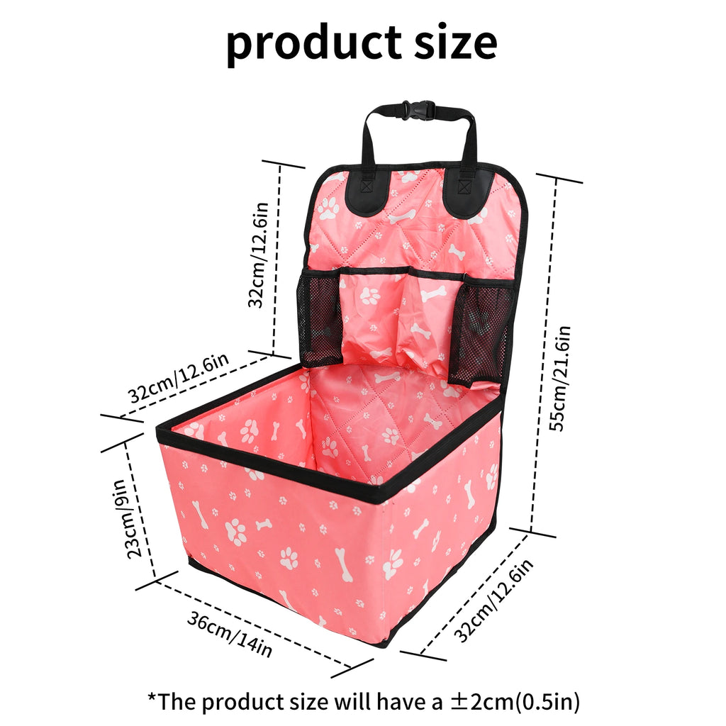 Dog Car Seat with Storage Pockets & Safety Fence – Small to Medium Dogs