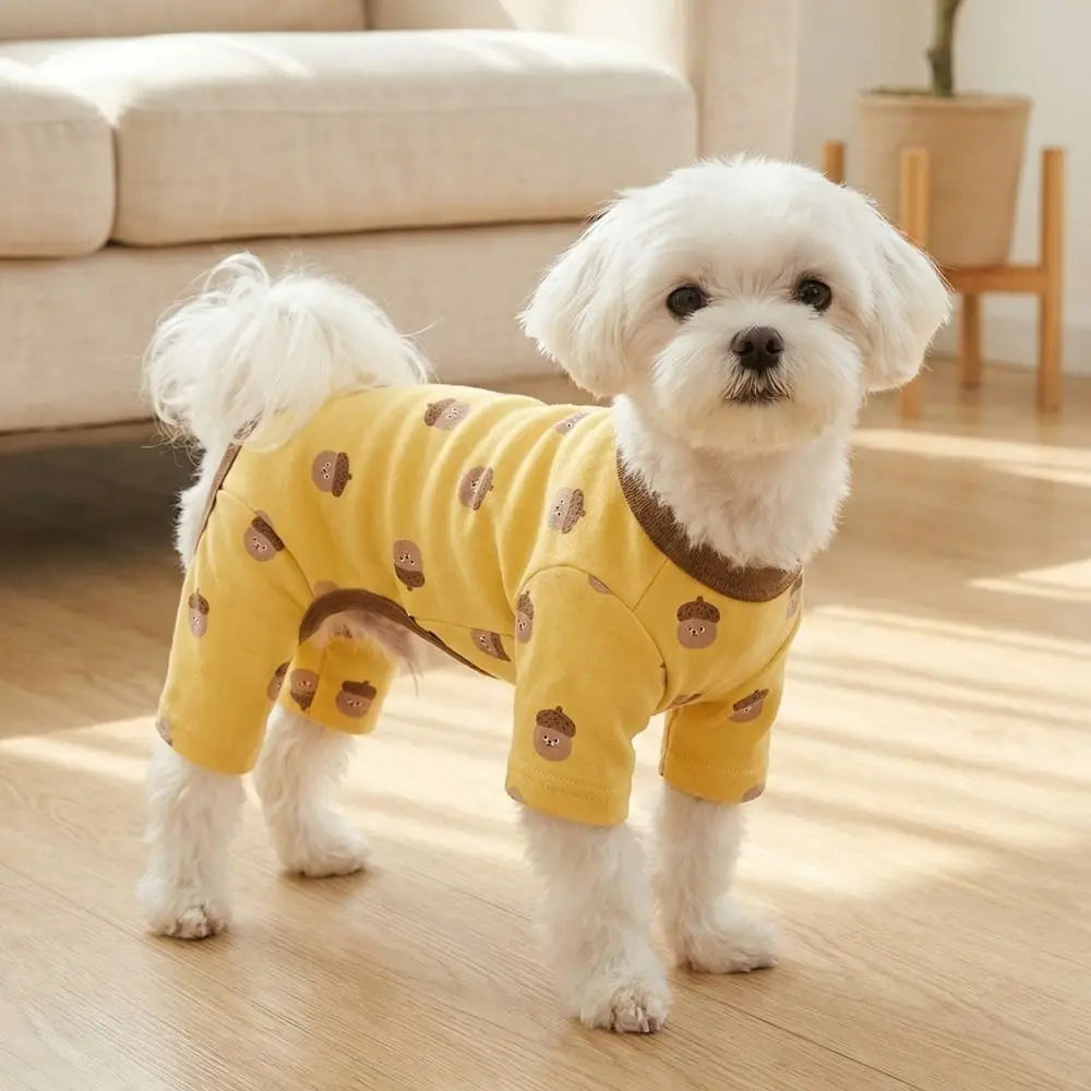 Cartoon Print Four-Legged Dog Pajamas