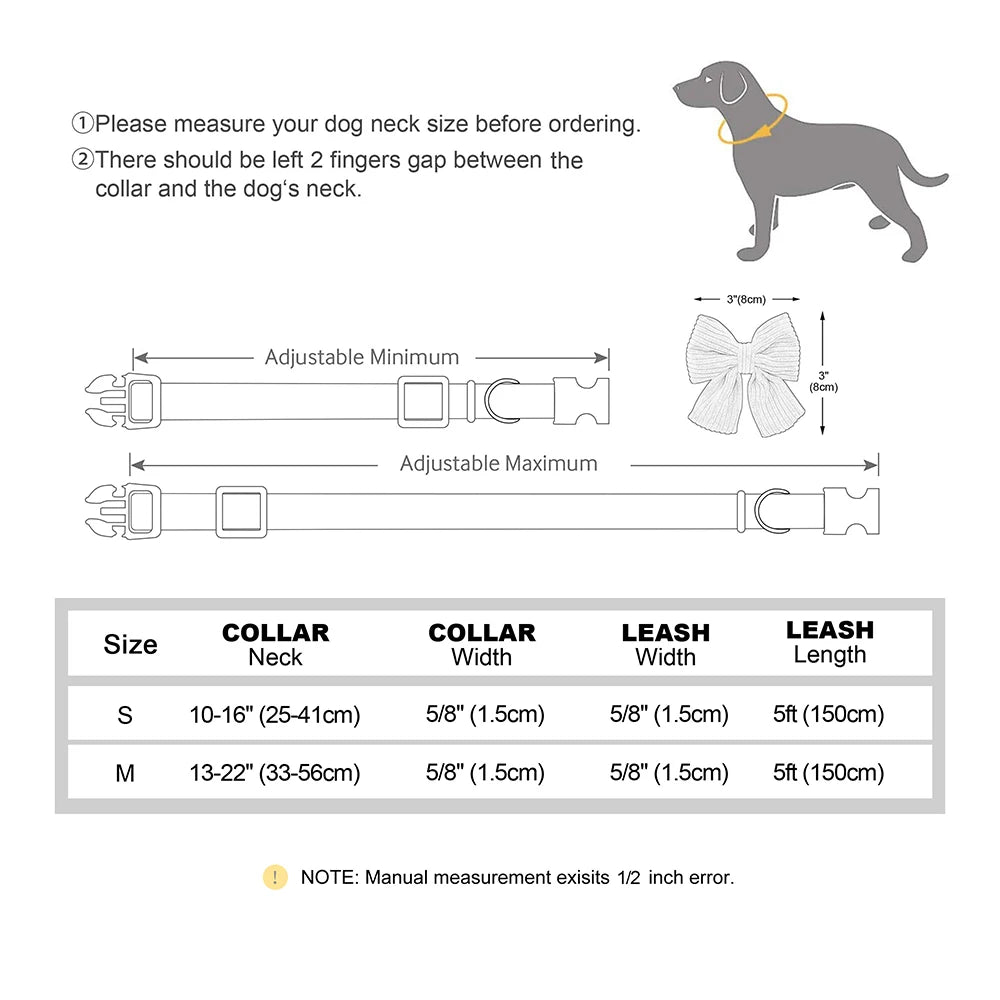 Cute Bowknot Dog Collar & Leash Set – Soft Velvet Walking Lead for Small & Medium Dogs
