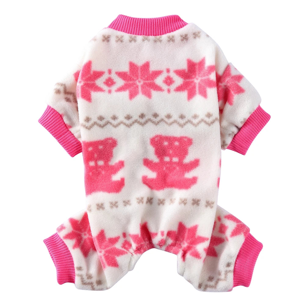 Cozy Printed Winter Dog Pajamas for Small Dogs