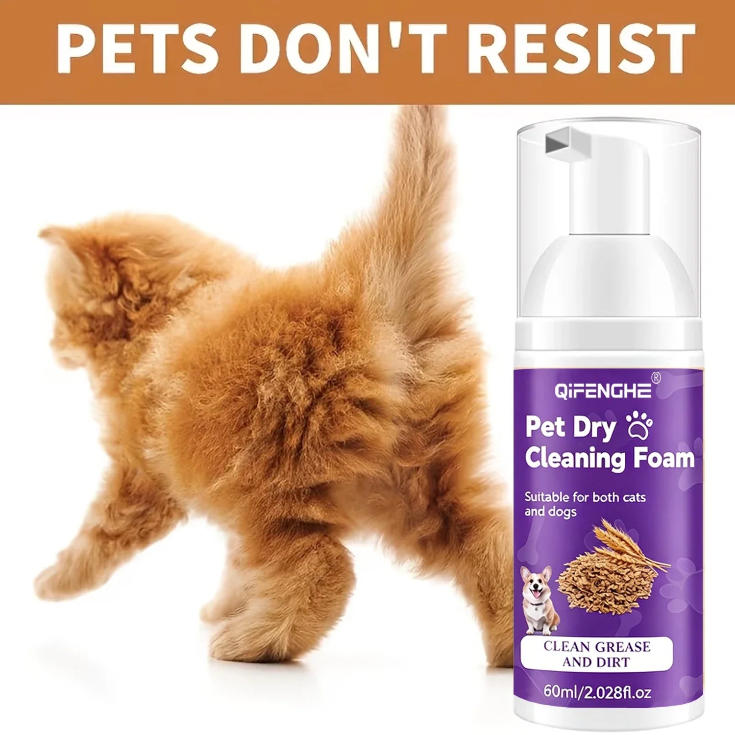 Pet Dry Shampoo – Waterless No-Rinse Foam for Dogs & Cats