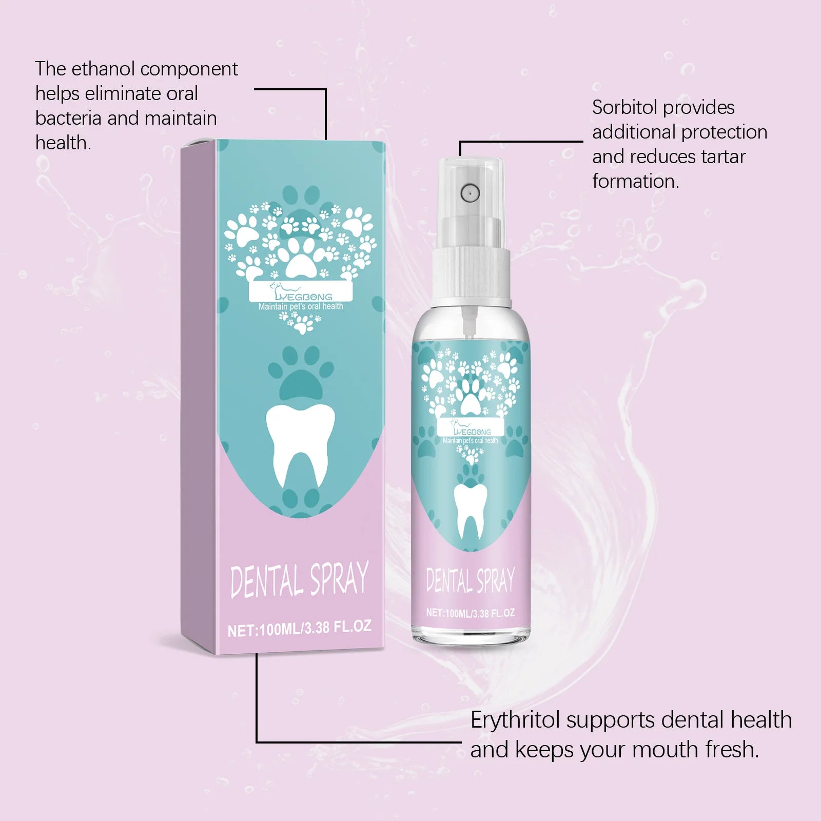 Pet Oral Care Spray for Dogs & Cats – Fresh Breath & Deep Teeth Cleaning (100ml)