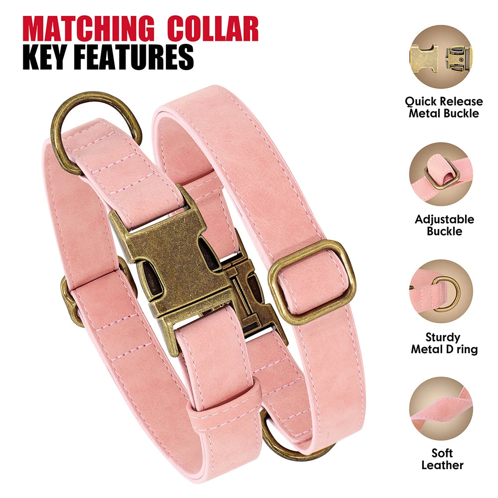 PU Leather Dog Collar & Leash Set – Adjustable, Durable & Soft for Small to Large Dogs