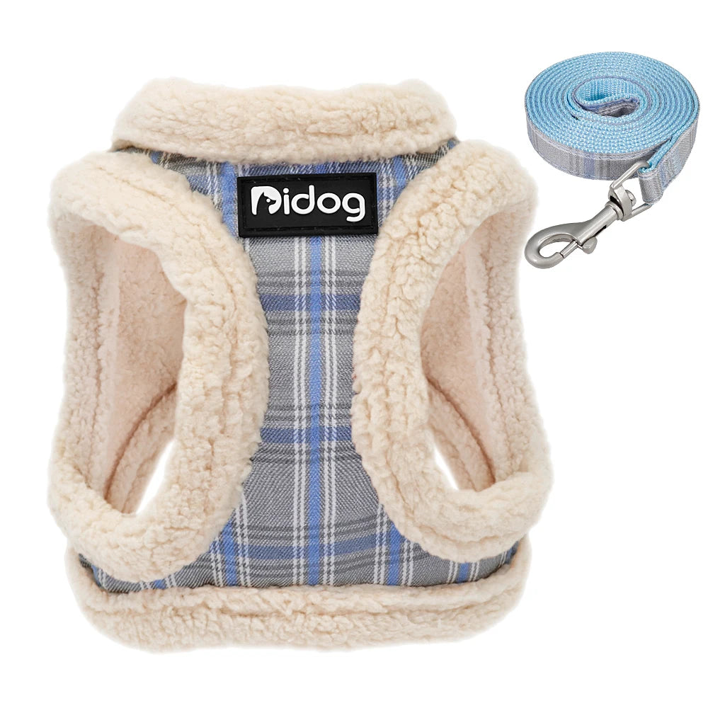 Warm Winter Dog Harness & Leash Set – Soft Fleece Padded Vest for Small Dogs
