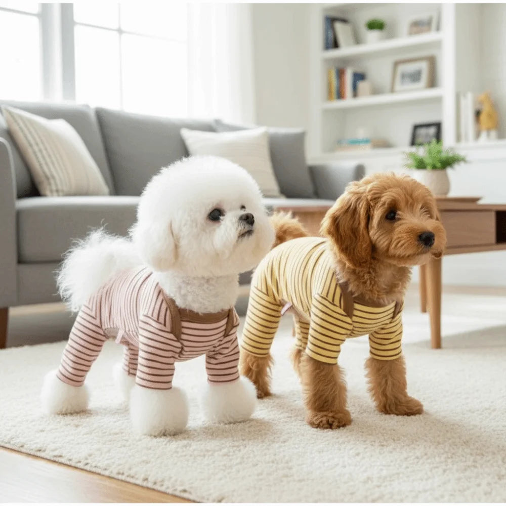 Soft Stripe Four-Legged Dog Pajamas