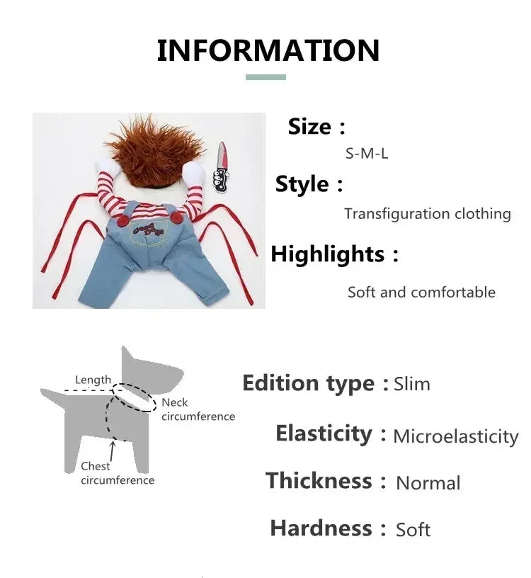 Halloween Funny Dog Clothes Small Medium Large Dogs Cat Cosplay Pets Dress Up Puppy Pullover Chihuahua Costume Party Pet Outfits