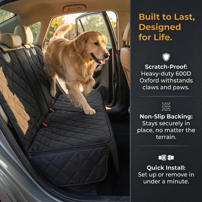 Waterproof Dog Car Seat Cover with Armrest Access – Travel Carrier & Mattress