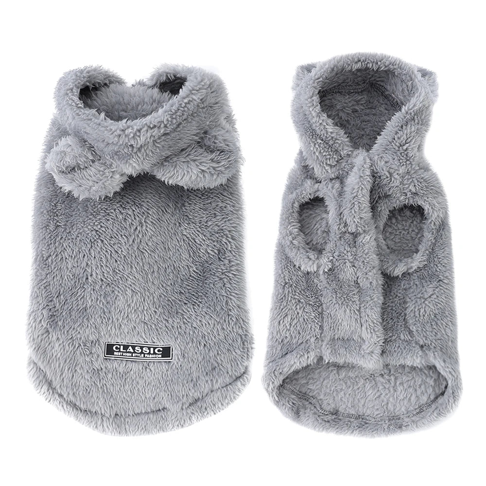 Hooded Fleece Cat & Dog Jacket with Rabbit Ears – Warm Winter Coat for Small Pets
