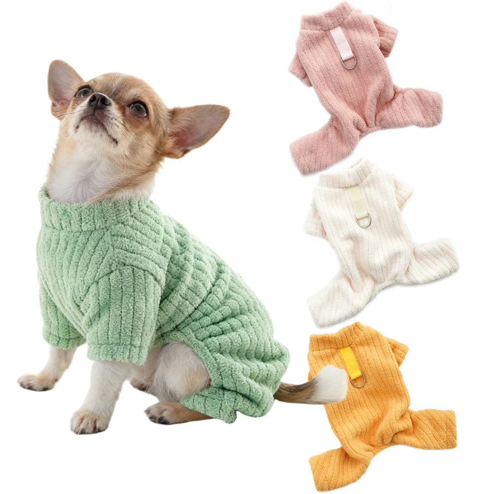 Ribbed Fleece Dog Pajamas for Small & Medium Dogs