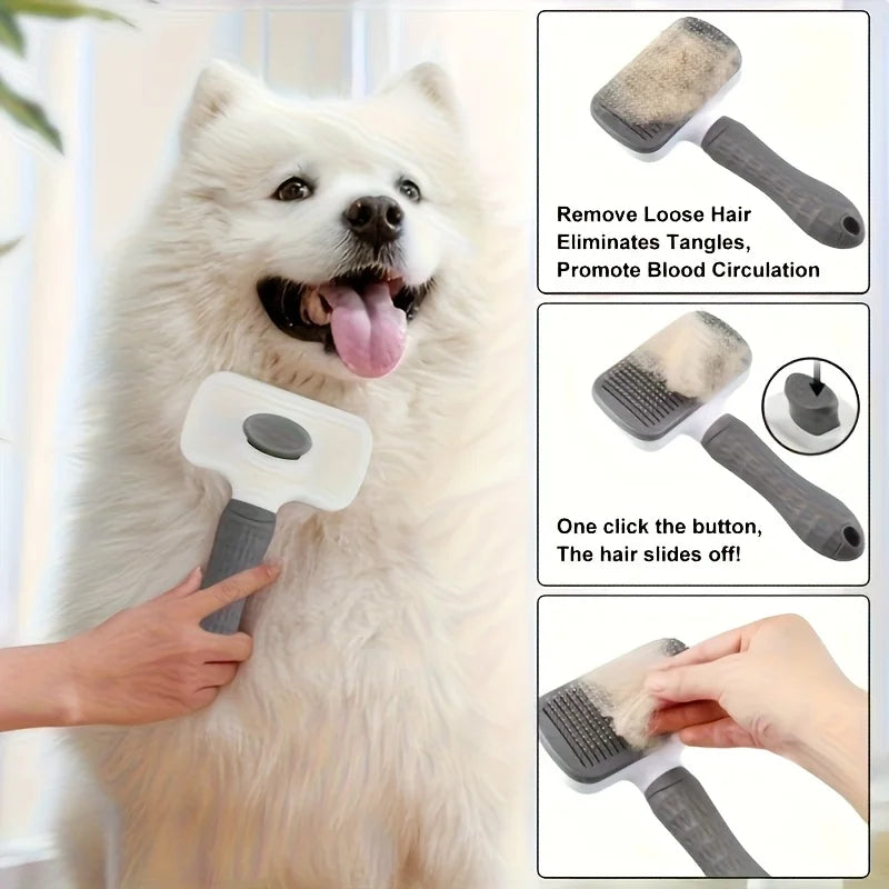 Self-Cleaning Pet Grooming Brush – Ergonomic Deshedding & Massage Comb
