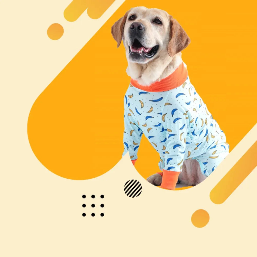 Banana Print Cotton Dog Pajamas for Medium & Large Dogs