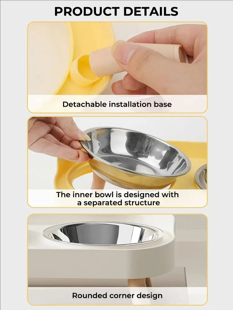Elevated Double Pet Feeder with Neck Support – Stainless Steel Food & Water Station