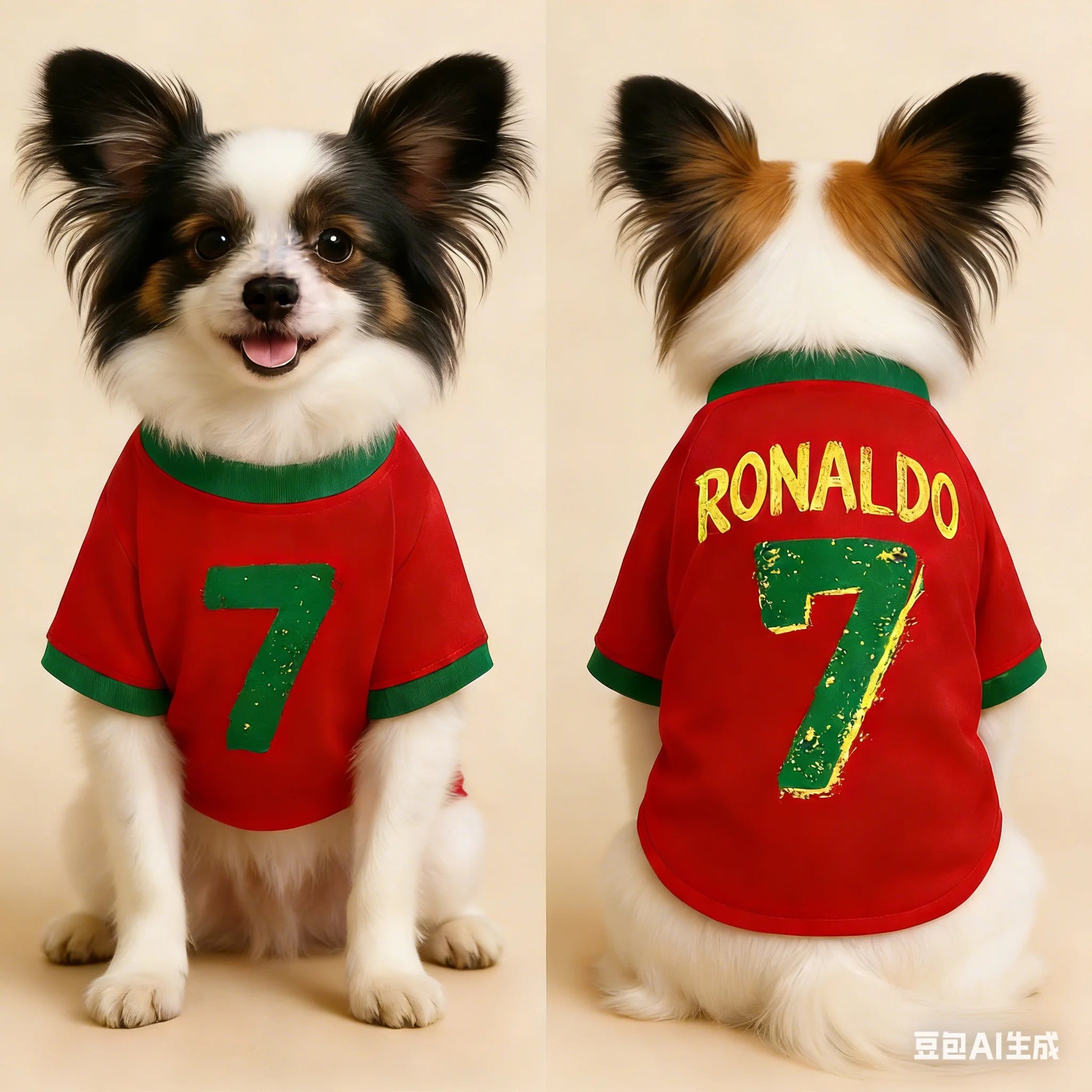 Ronaldo #7 Football Jersey Dog T-Shirt – Soft Breathable Sports Fan Costume for Dogs