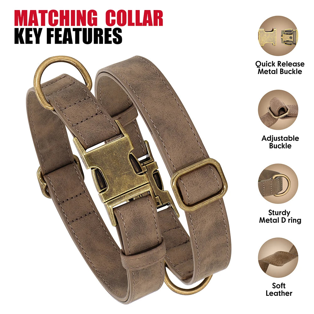 PU Leather Dog Collar & Leash Set – Adjustable, Durable & Soft for Small to Large Dogs