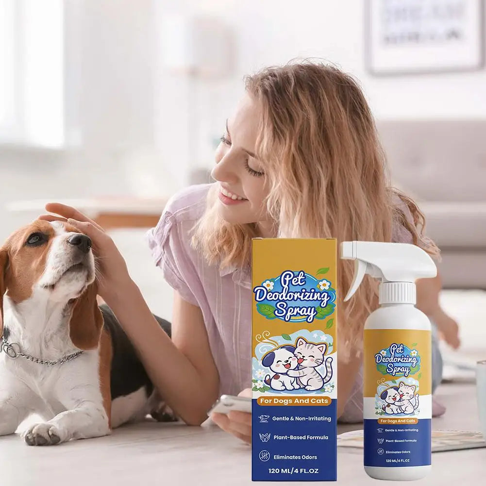 Professional Pet Deodorant Spray – Odor & Urine Smell Eliminator for Dogs & Cats (120ml)