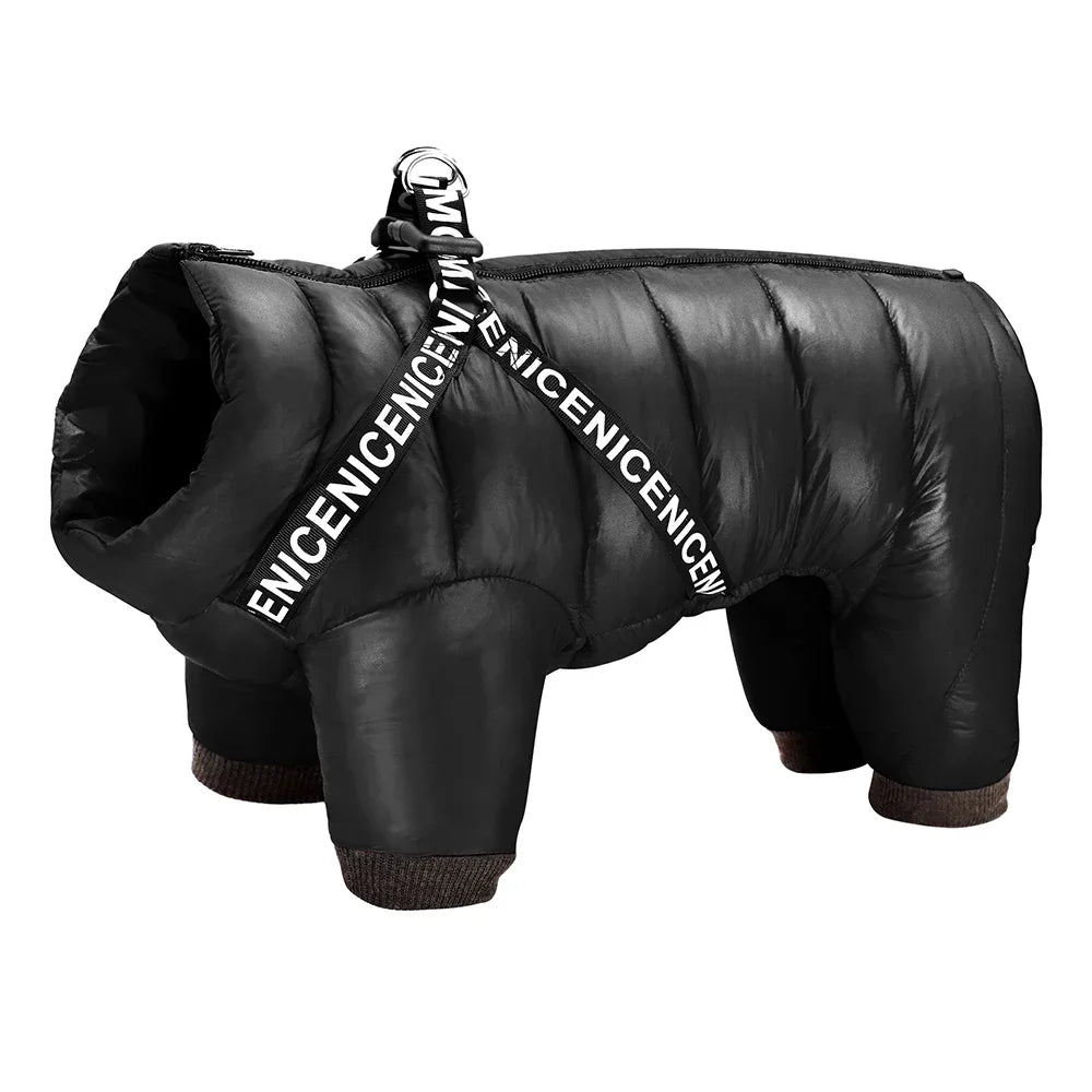 Waterproof Winter Dog Jacket with Harness – Warm Hoodie Coat for Small & Medium Dogs