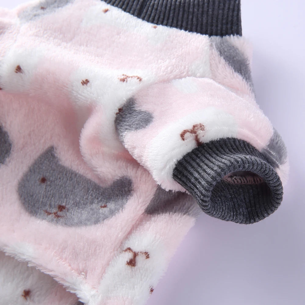 Cozy Printed Winter Dog Pajamas for Small Dogs