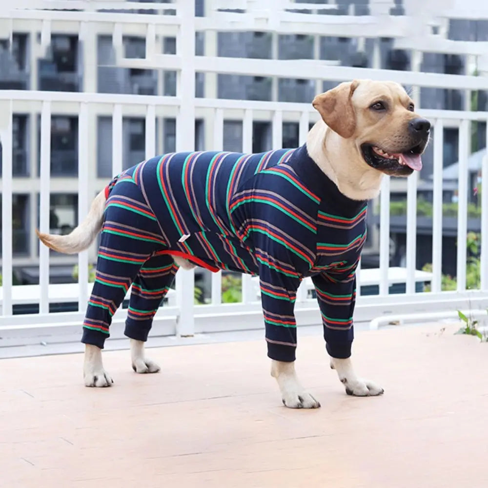Striped Stretch Four-Legged Dog Pajamas