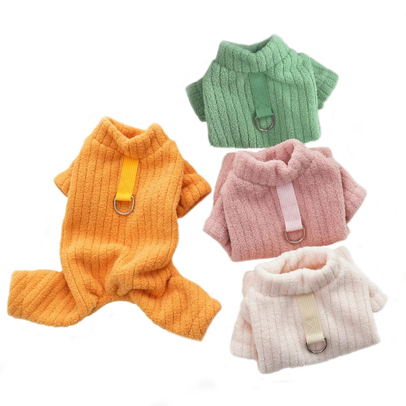 Ribbed Fleece Dog Pajamas for Small & Medium Dogs