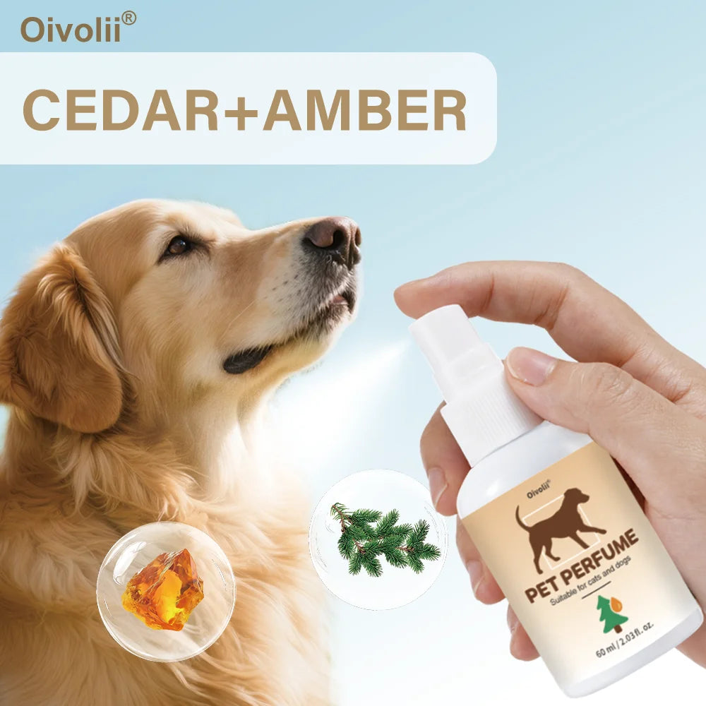 Pet Deodorizing & Fragrance Spray – Long-Lasting Body Odor Eliminator for Dogs & Cats (60ml)