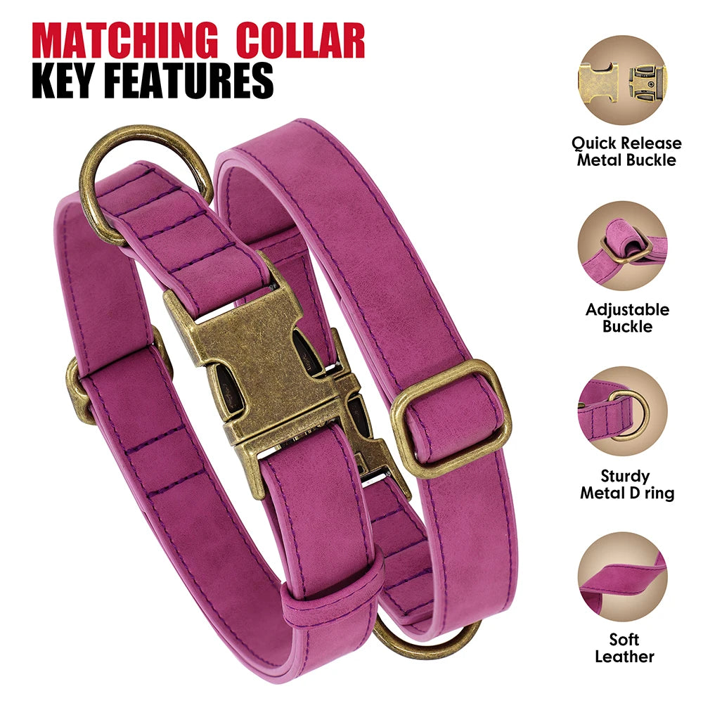 PU Leather Dog Collar & Leash Set – Adjustable, Durable & Soft for Small to Large Dogs