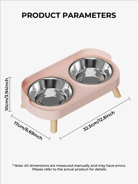 Elevated Double Pet Feeder with Neck Support – Stainless Steel Food & Water Station